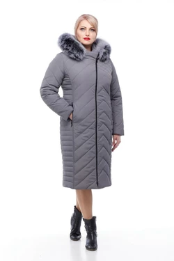 Женское зимнее пальто Мира песец (темно-серый)