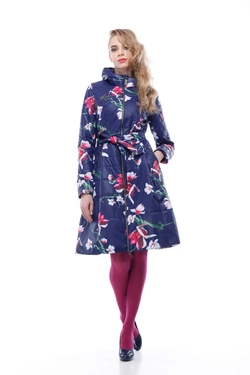 Женское пальто Аврора (принт цветок василек) Женское пальто Аврора (принт цветок василек)