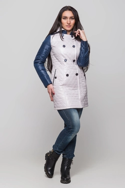Женское пальто Диана (пломбир+темно-синий)