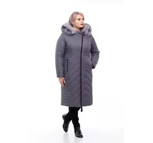 Женское зимнее пальто Мира песец (антрацит матовый)