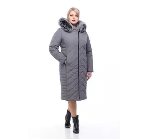 Женское зимнее пальто Мира песец (темно-серый) Женское зимнее пальто Мира песец (темно-серый)