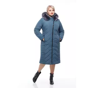 Женское зимнее пальто Мира песец (серо-синий) Женское зимнее пальто Мира песец (серо-синий)
